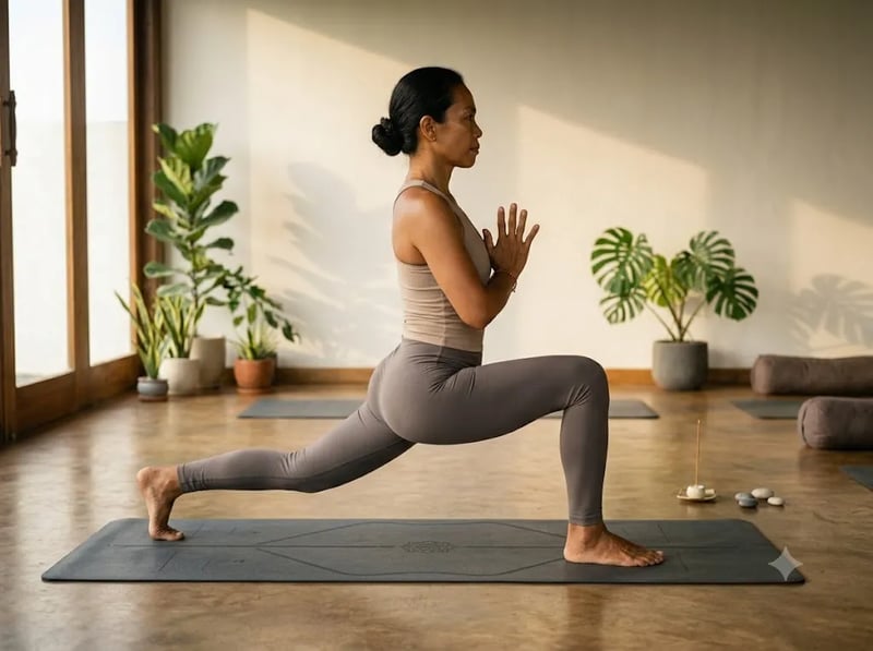 Grounded low lunge with hands at the heart
