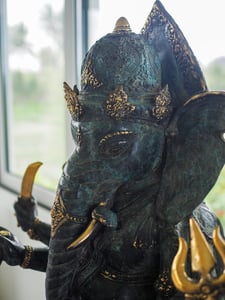 Bronze Ganesha statue in the Loka Yoga School shala, Bali