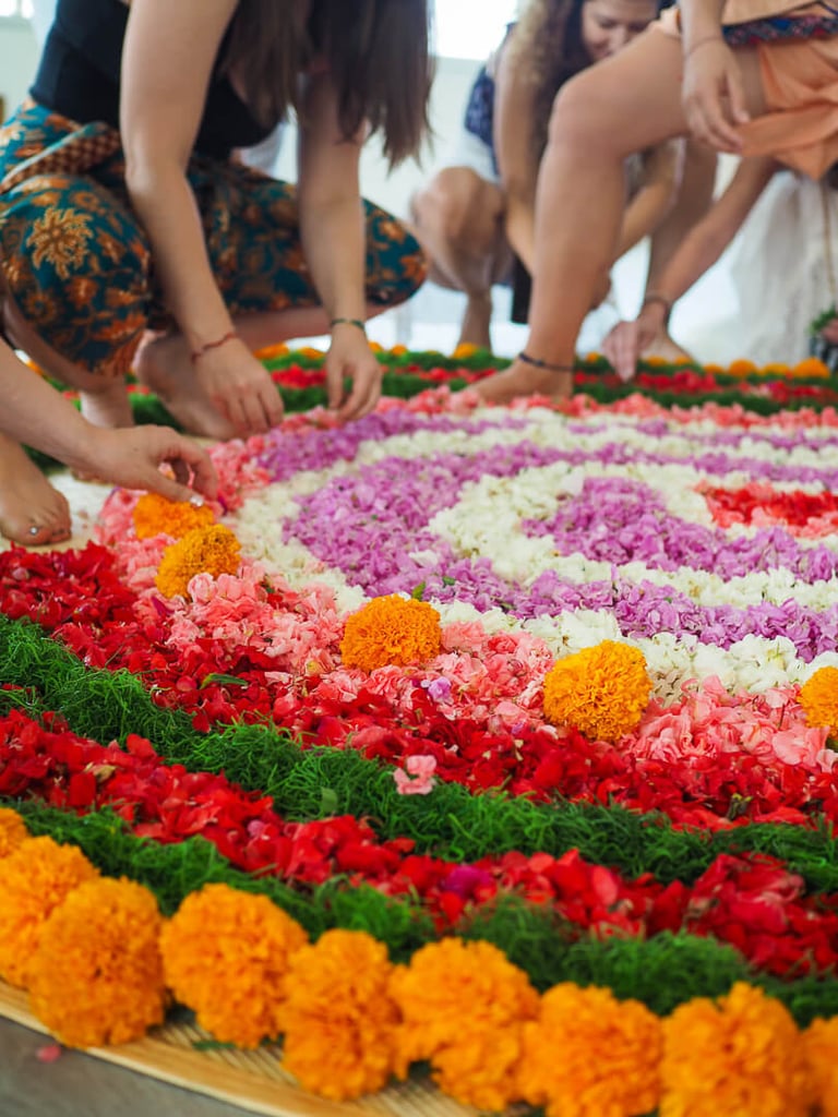 Students practising during the 200-hour yoga teacher training at Loka Yoga School, Bali