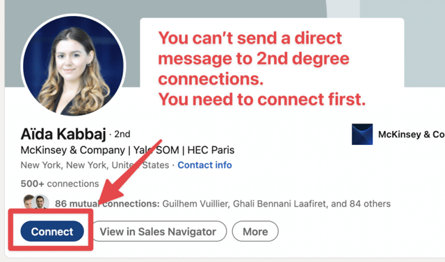 Antrag auf Verbindung zweiten Grades über LinkedIn