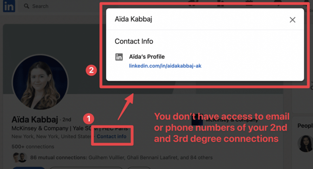 Linkedin-Verbindung 2. Grades Kontaktdetails