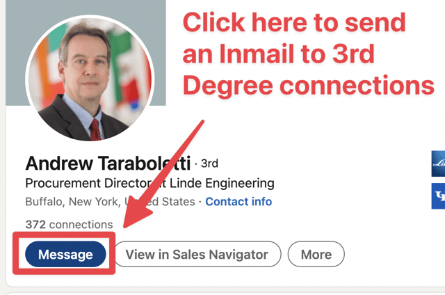 inmail Verbindung dritten Grades auf linkedin