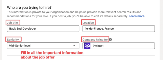 ajouter les détails importants à une offre d'emploi 