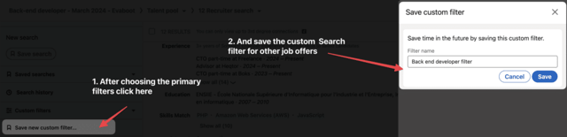 enregistrer les filtres personnalisés sur linkedin recruiter