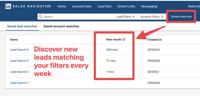 cómo usar las búsquedas guardadas de sales navigator