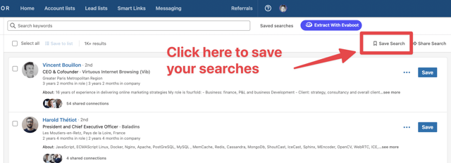 cómo guardar una búsqueda en Sales Navigator 