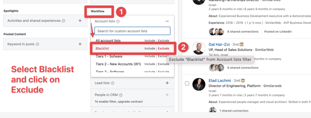 cómo excluir competidores de las búsquedas en sales navigator