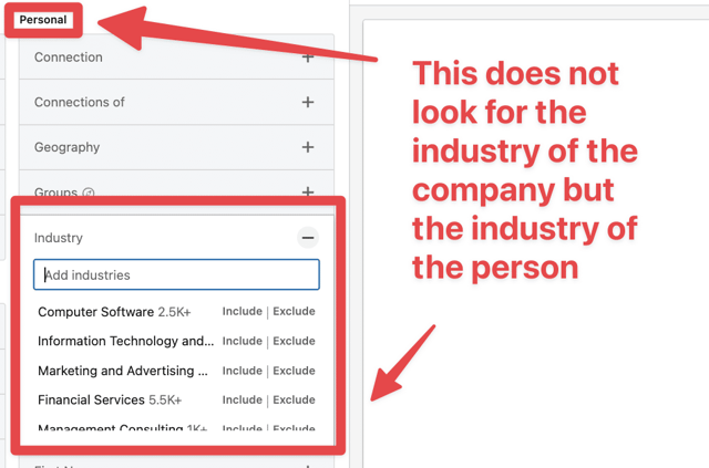 cómo usar el filtro de industria en Sales Navigator 