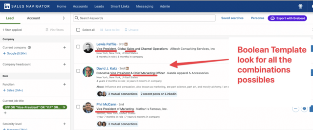 linkedin sales navigator boolean search