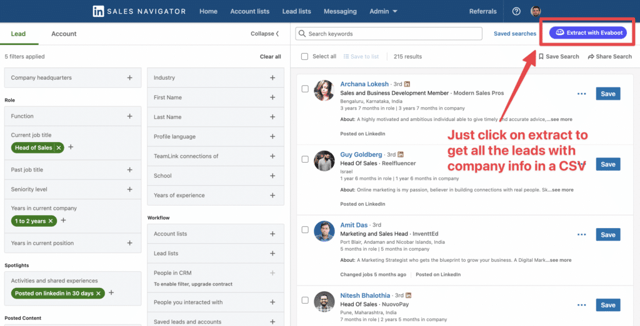 extraire des profils linkedin sales navigator