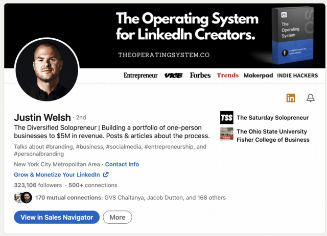 justin welsh LinkedIn influencer