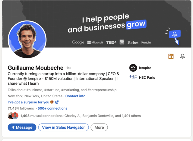 guillaume moubeche influencer LinkedIn