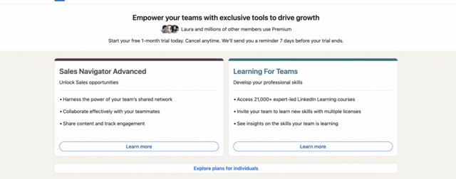 essai gratuit des forfaits linkedin premium pour particuliers