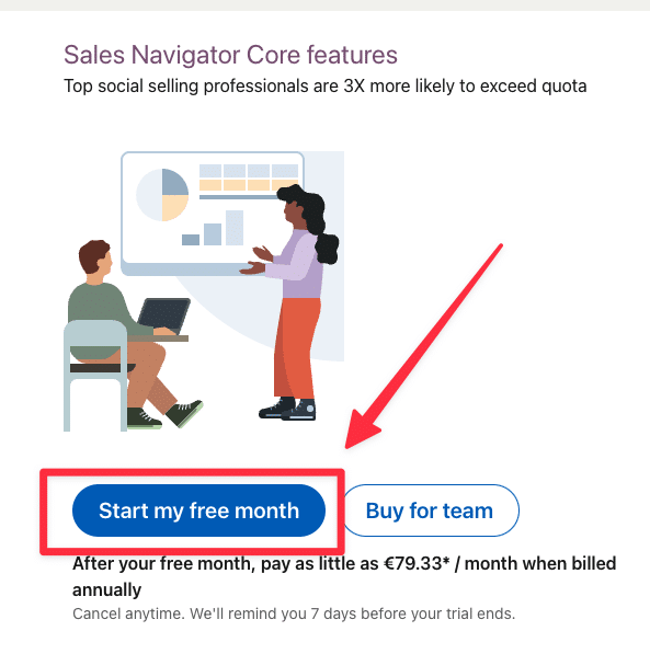 sales navigator teste gratuito