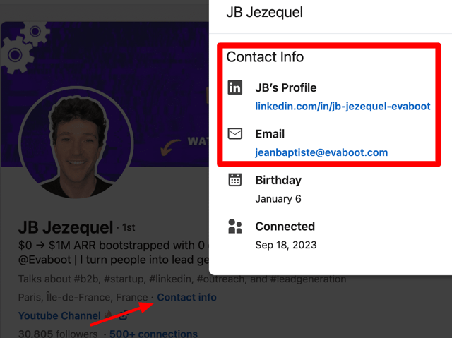 Exemple de détails de contact