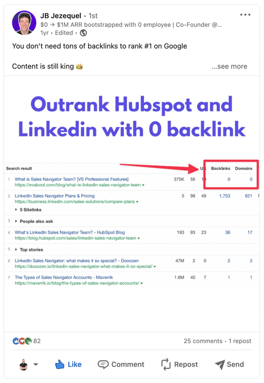 Exemple de mention des réussites sur LinkedIn