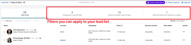select companies in sales navigator account list