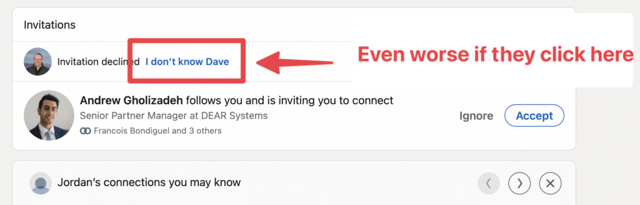 I dont know this person button linkedin