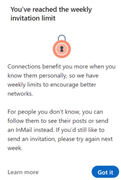 linkedin connection request limit 1