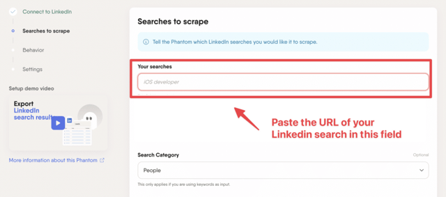 esportazione linkedin di phantombuster