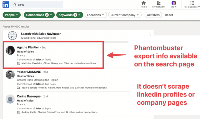 esportazione dati ricerca linkedin