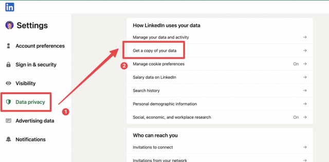 esporta i tuoi contatti linkedin