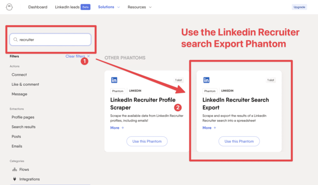 come esportare una ricerca di reclutamento da linkedin