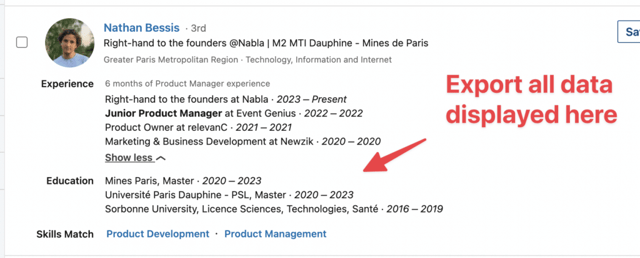 esportazione di dati ricerca linkedin recruiter