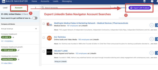 exportar la búsqueda de cuentas de linkedin