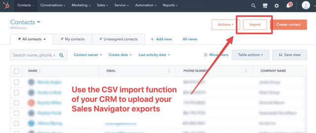 importar clientes potenciales de sales navigator a crm