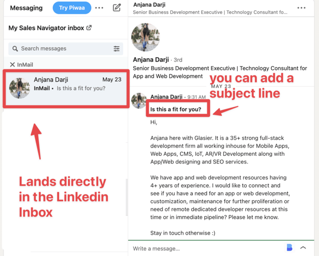 linkedin inmail vs email