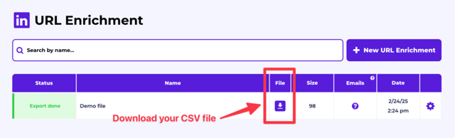 linkedin url enrichment csv file
