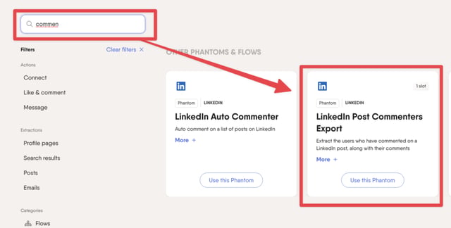 Exporter les commentateurs de la publication LinkedIn 1