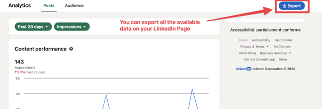 télécharger les données de la page LinkedIn dans Excel