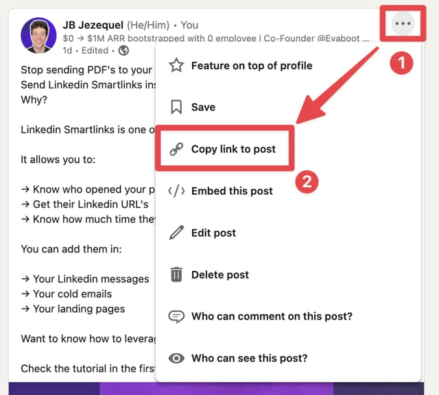 URL post LinkedIn