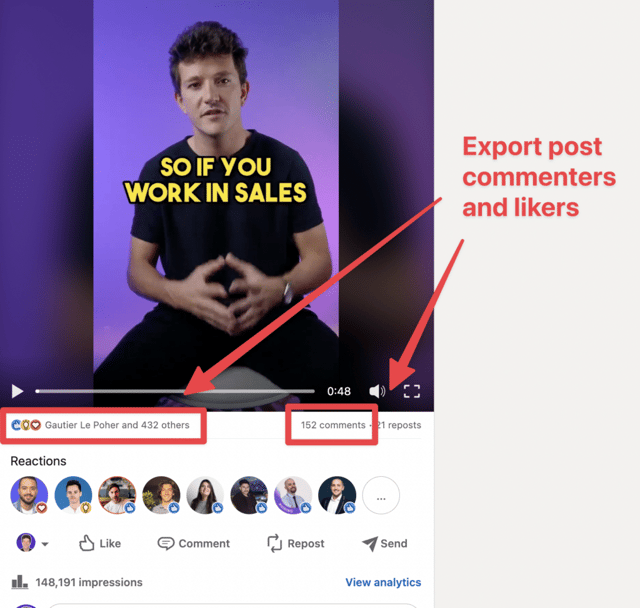 Exporter les commentateurs des posts LinkedIn