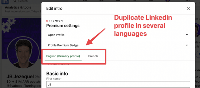 duplicate linkedin profile in multiple languages