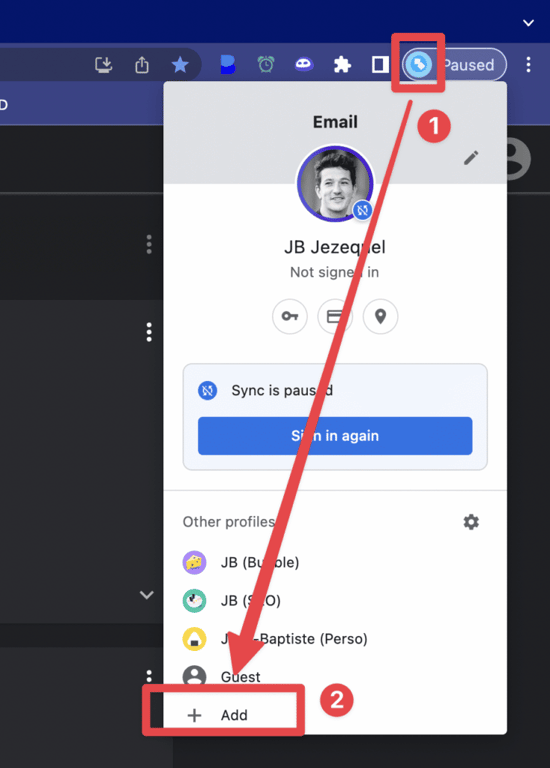 Manage multiple LinkedIn accounts with Chrome sessions - overview of browser profiles showing isolated login states