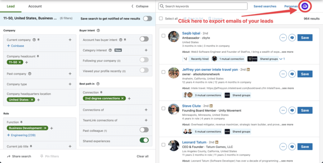 how to export linkedin sales navigator lead lists with evaboot