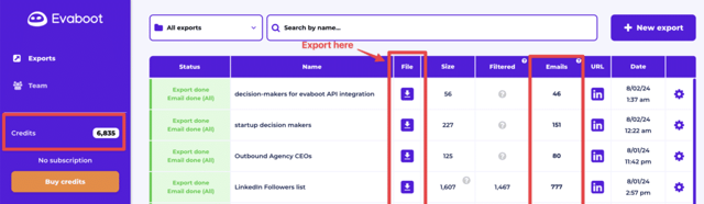 best email finder tools evaboot user dashboard