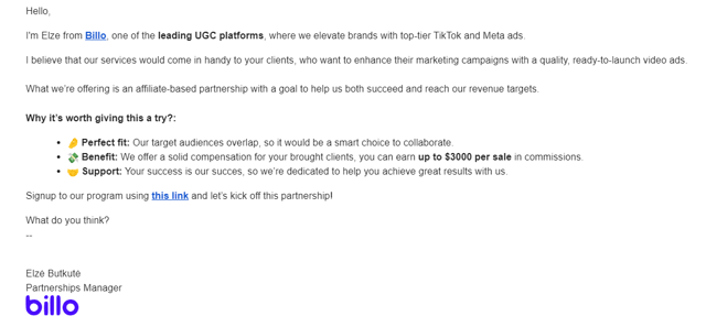Personalizing email example