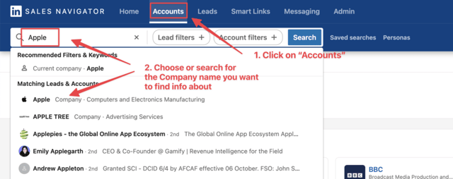 use search filters on sales navigator