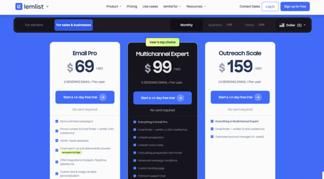 lemlist pricing 