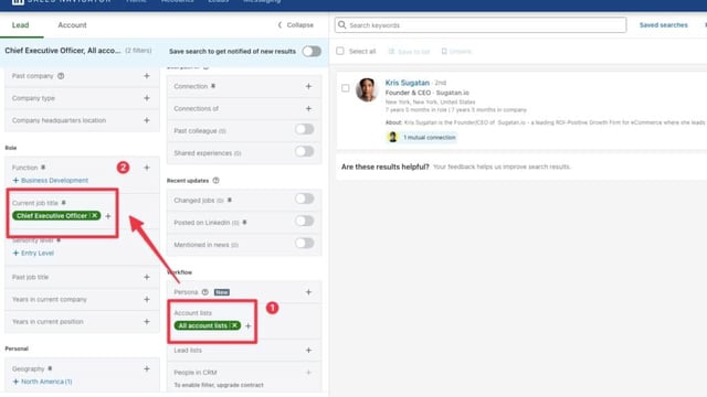 Erweiterte Suchfilter in LinkedIn Sales Navigator