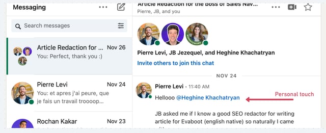 a friendly greeting to your connection on linkedin