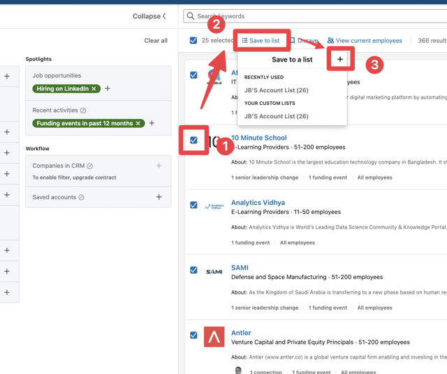 como construir una lista de cuentas en linkedin sales navigator