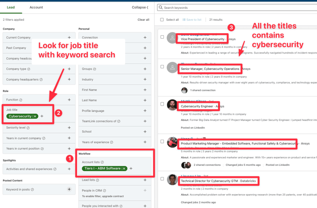 Encontrar a los responsables de la toma de decisiones en la lista de cuentas con LinkedIn Sales Navigator