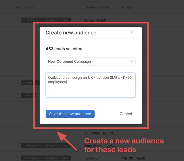 crear una audiencia en lagrowthmachine
