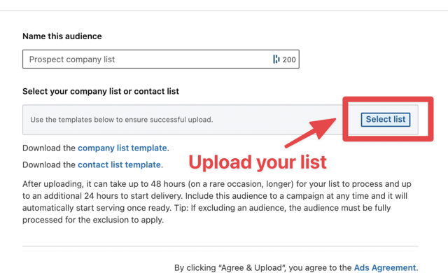 cargar el archivo linkedin abm targeting