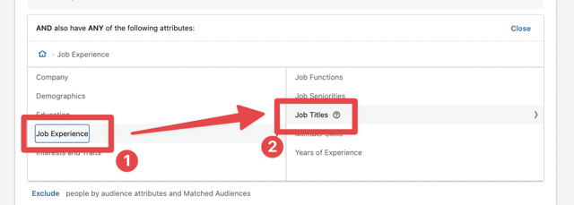 seleccionar los cargos abm targeting linkedin ads